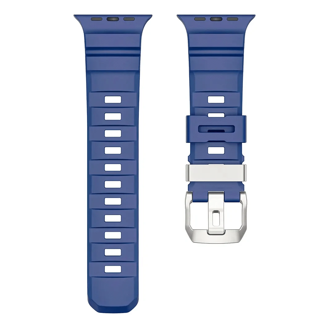 ktusu Generic Watch Bands FKM Rubber Sports Band for Apple Watch 42 | 44 | 45 | Ultra 49 | 46mm S10 Natural Titanium / Blue