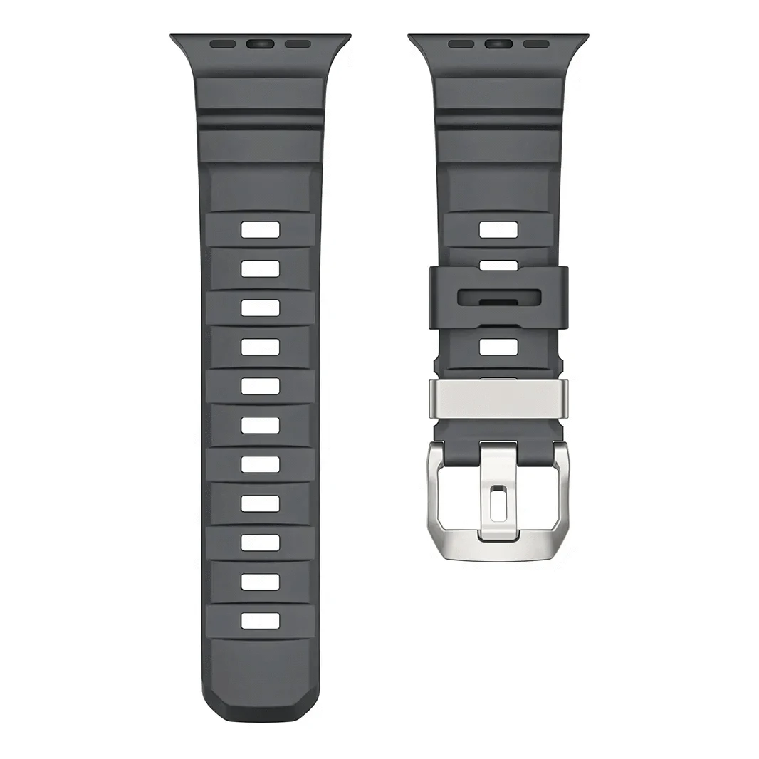 ktusu Generic Watch Bands FKM Rubber Sports Band for Apple Watch 42 | 44 | 45 | Ultra 49 | 46mm S10 Natural Titanium / Dark Gray