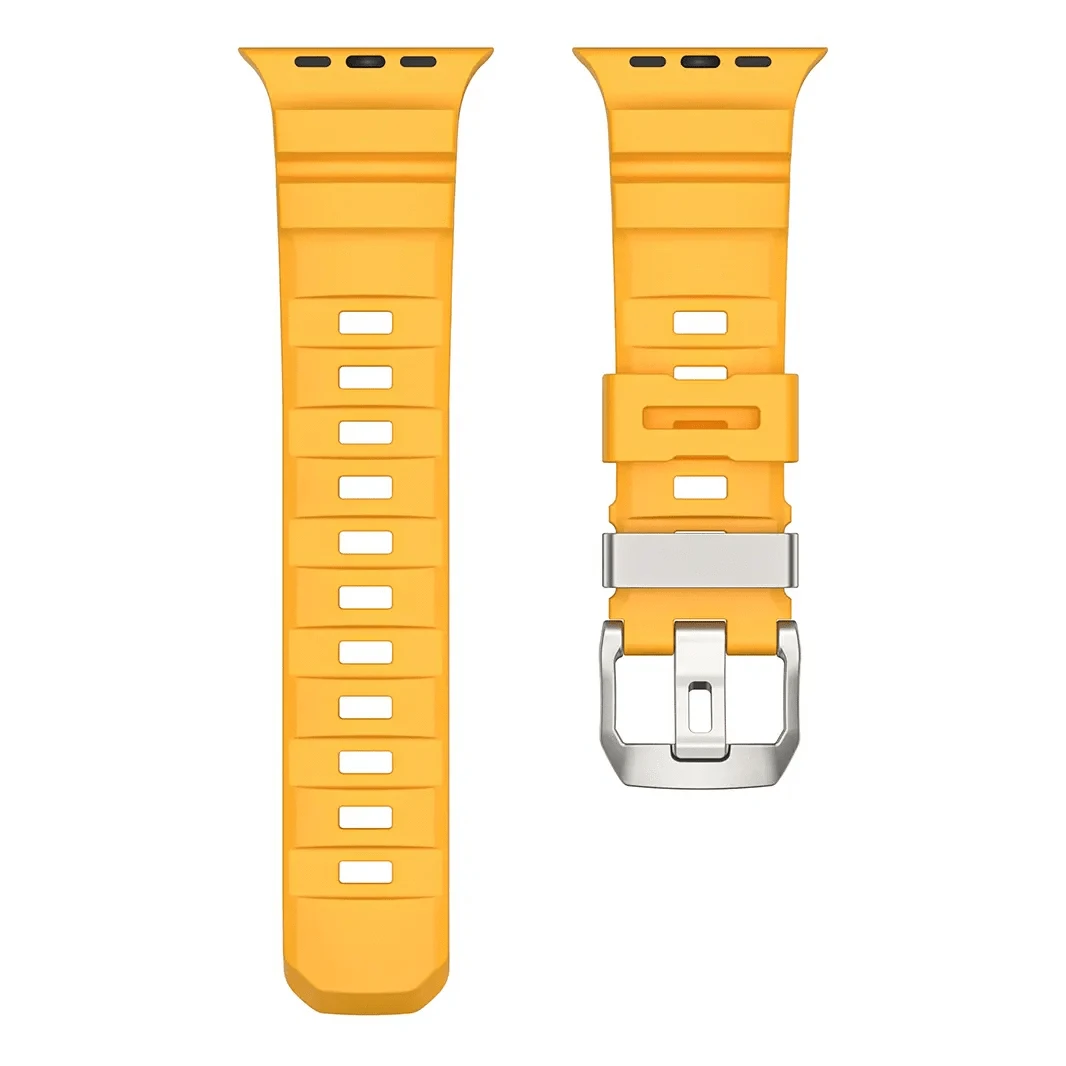 ktusu Generic Watch Bands FKM Rubber Sports Band for Apple Watch 42 | 44 | 45 | Ultra 49 | 46mm S10 Natural Titanium / Turmeric Yellow