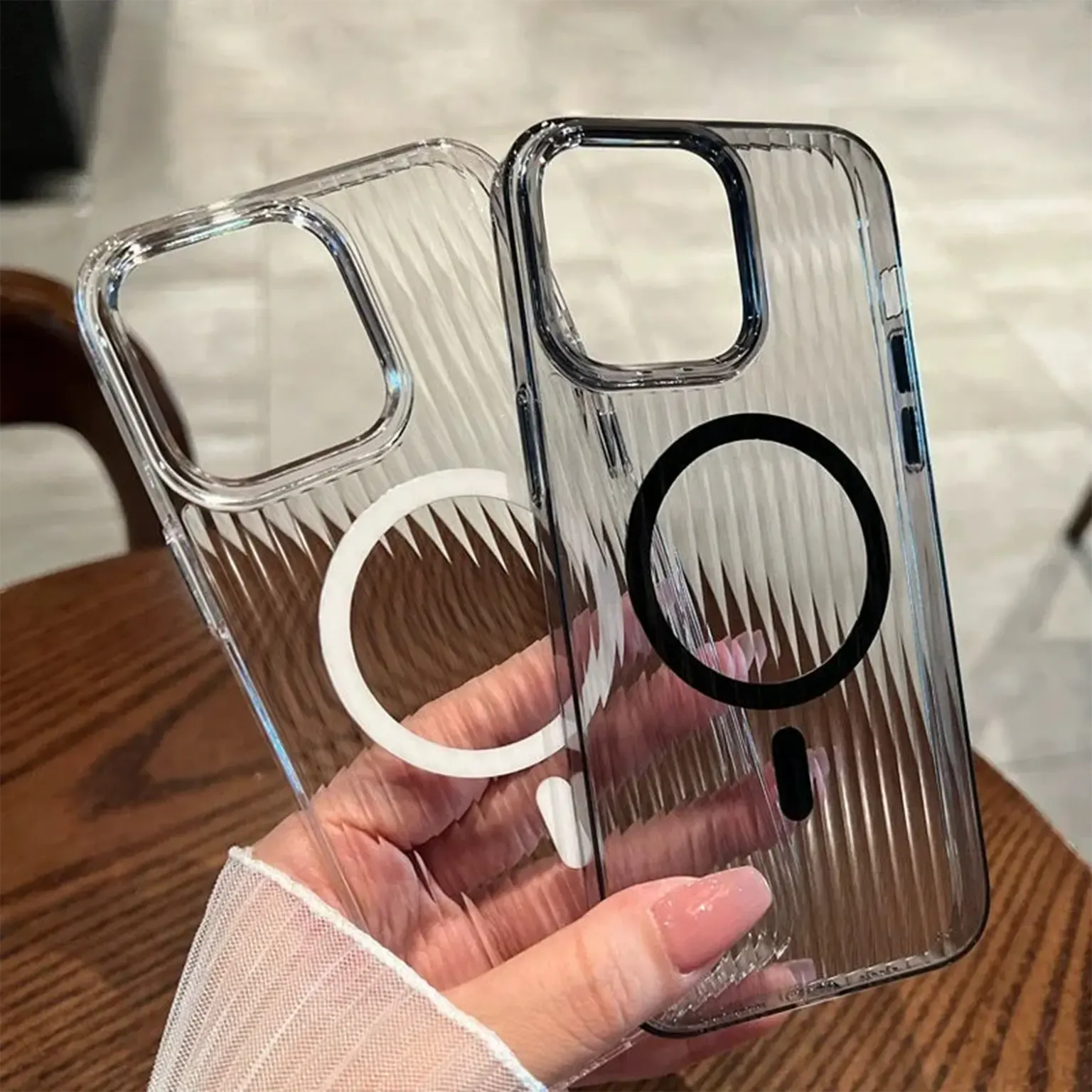 Cases & Covers Fluted Texture Magsafe Clear Case for iPhone 15 Pro