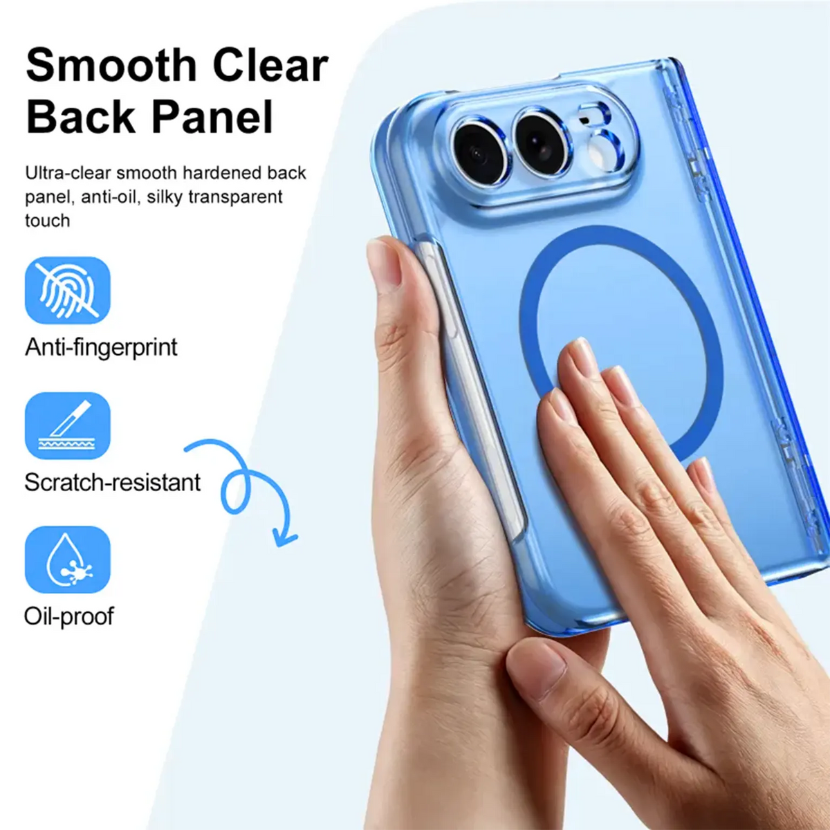 Foldable Camera Protective Crystal Clear Magnetic Magsafe Hard Case with Hinge Protection for iPhone Duo