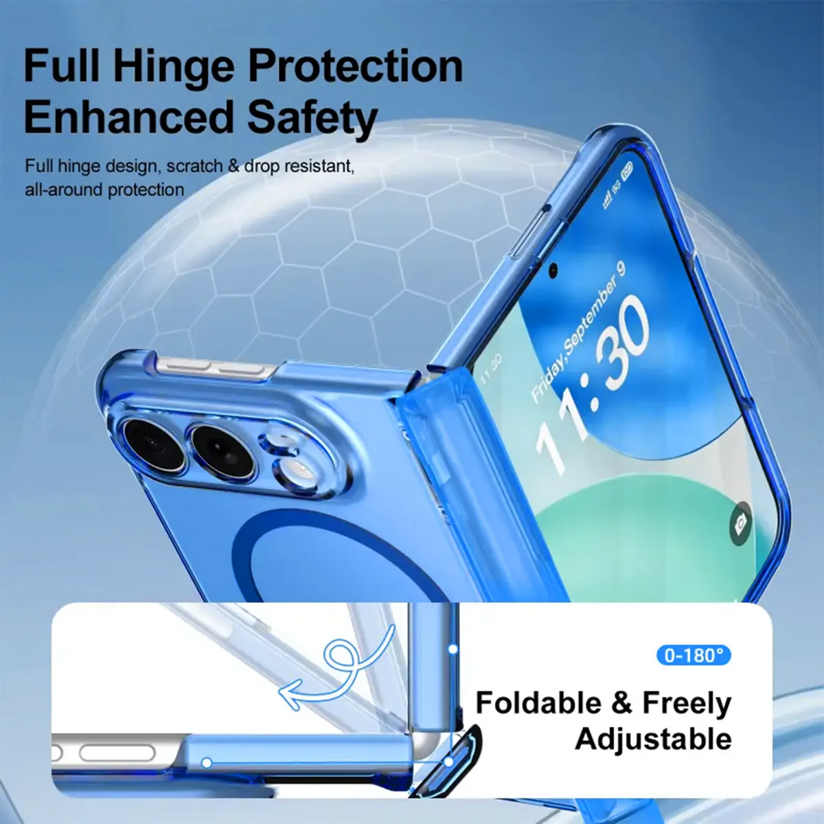 Foldable Camera Protective Crystal Clear Magnetic Magsafe Hard Case with Hinge Protection for iPhone Duo