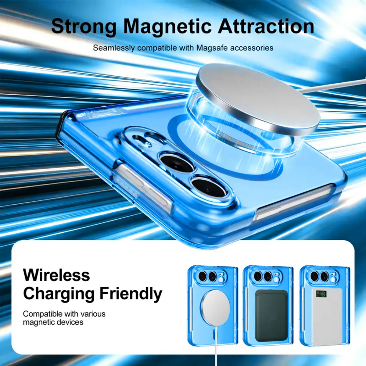 Foldable Camera Protective Crystal Clear Magnetic Magsafe Hard Case with Hinge Protection for iPhone Duo