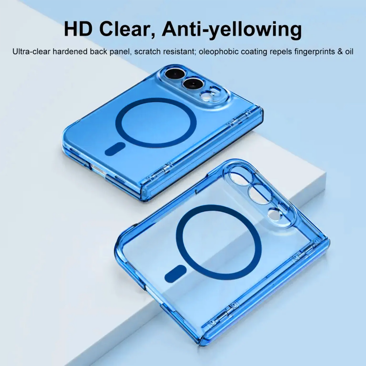 Foldable Camera Protective Crystal Clear Magnetic Magsafe Hard Case with Hinge Protection for iPhone Duo