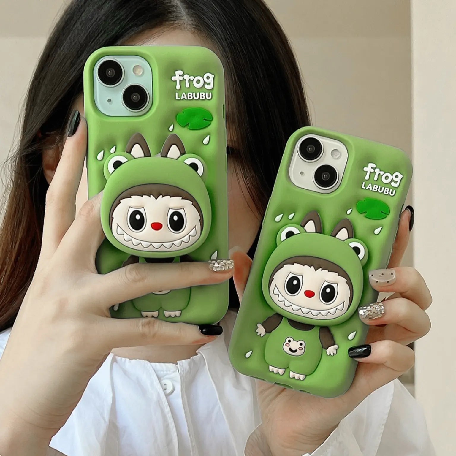 3D Cute Cartoon Character Scalable Holder Soft Silicone Case for iPhone 14