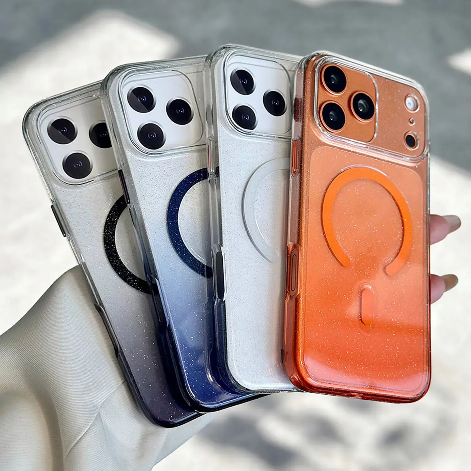 Cases & Covers Glitter Magnetic Magsafe Transparent Camera Protective Case for iPhone 17 Pro Max