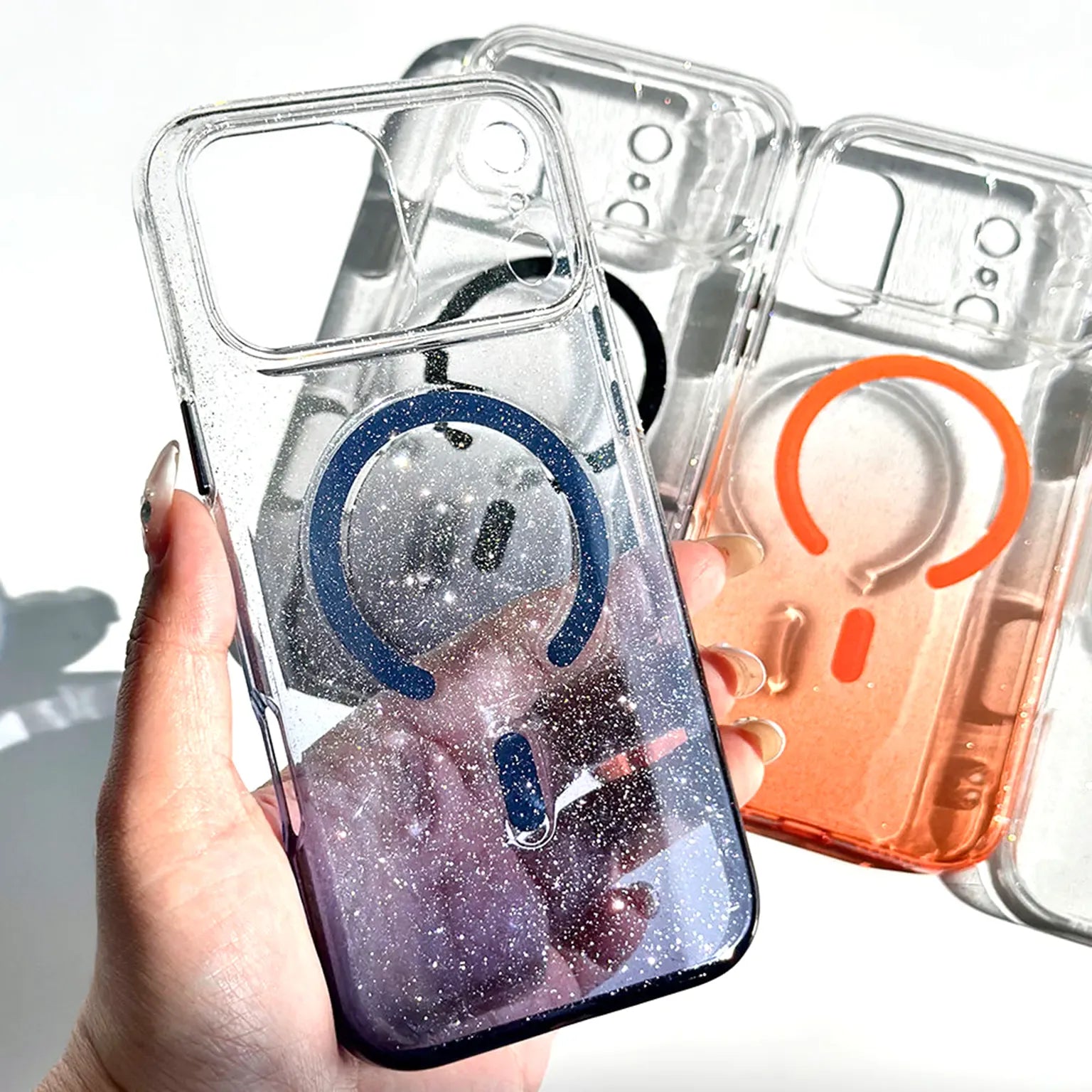 Cases & Covers Glitter Magnetic Magsafe Transparent Camera Protective Case for iPhone 17 Pro Max