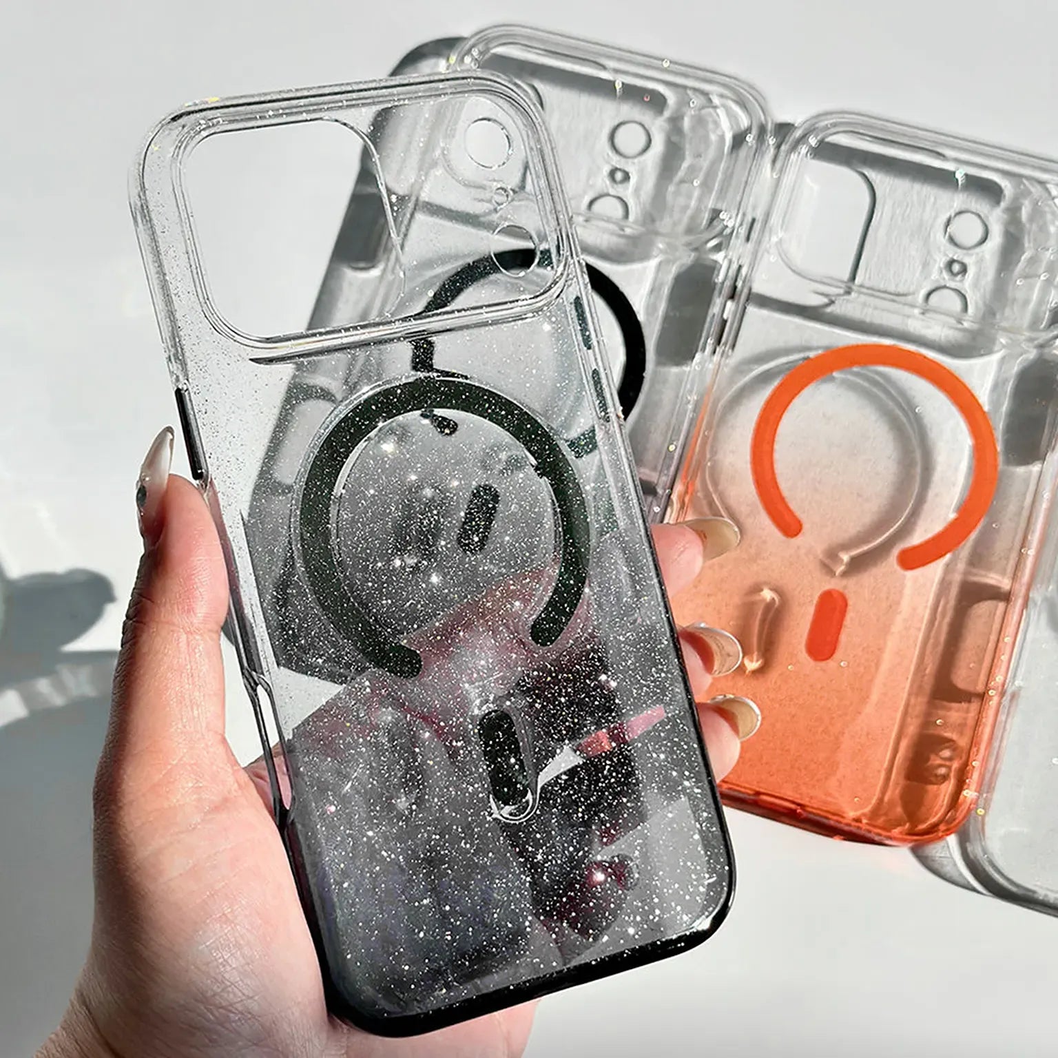 Cases & Covers Glitter Magnetic Magsafe Transparent Camera Protective Case for iPhone 17 Pro Max