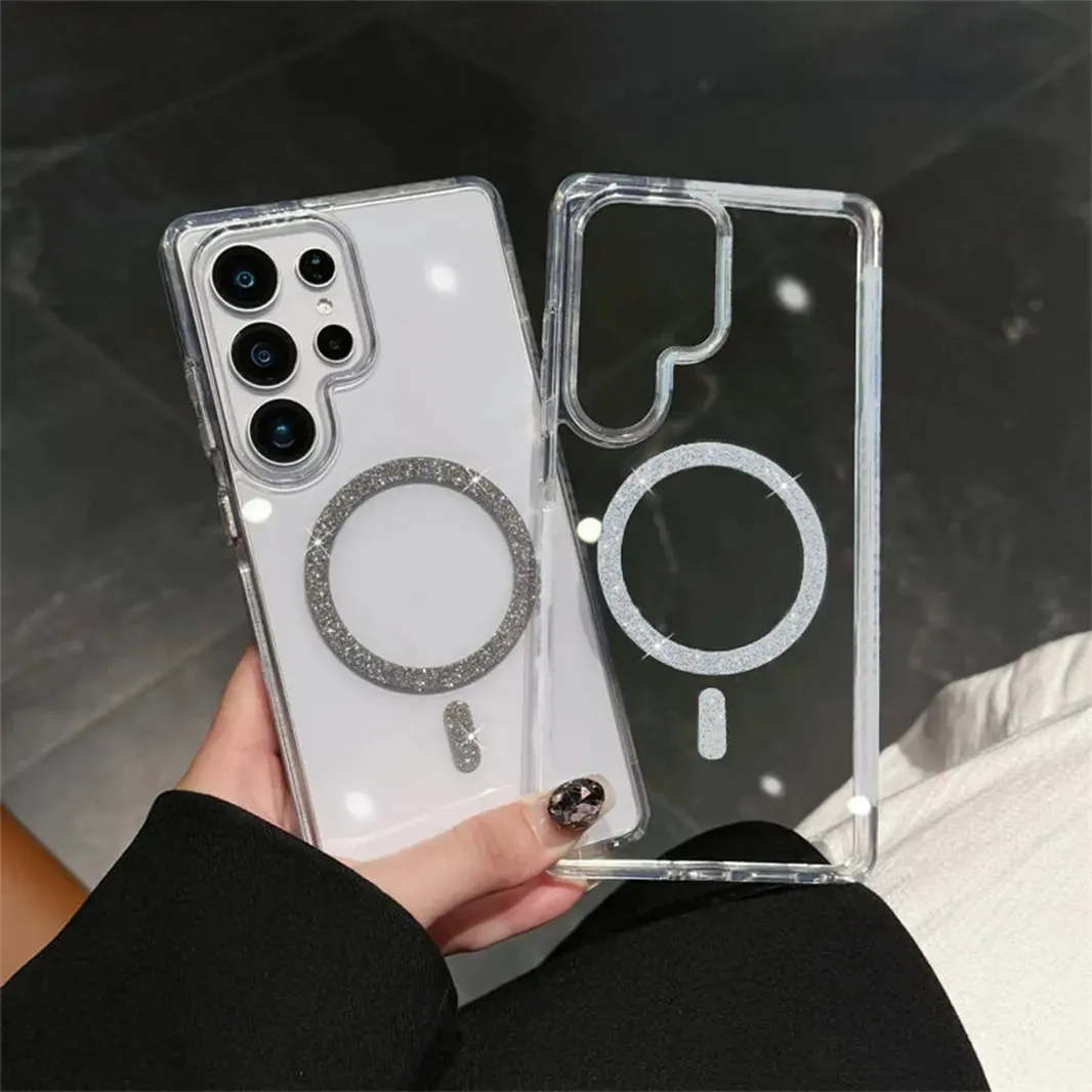 Glitter Ring Shiny Bling Magnetic Magsafe Hard Case for Samsung S25 Ultra Cases & Covers