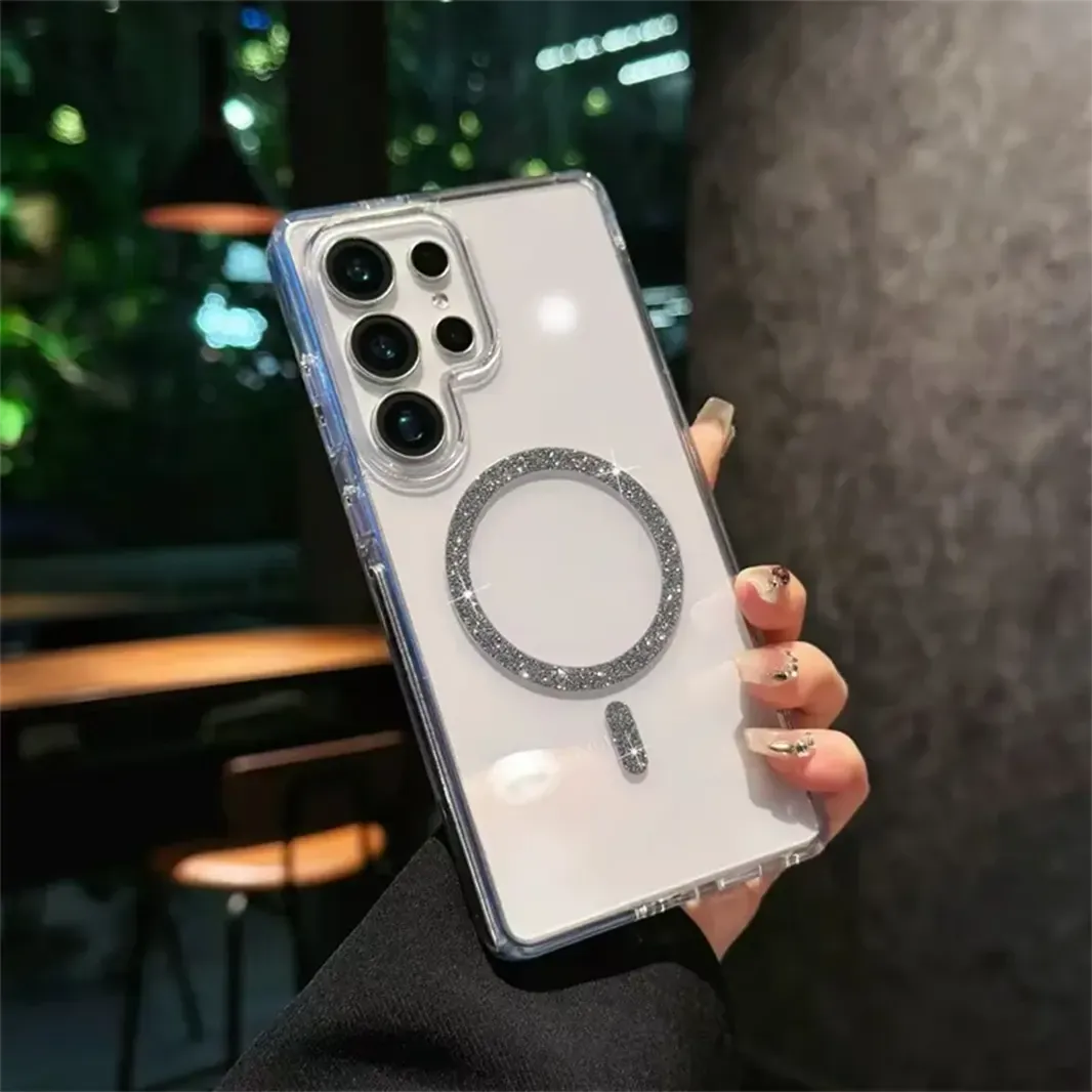 Glitter Ring Shiny Bling Magnetic Magsafe Hard Case for Samsung S25 Ultra Cases & Covers