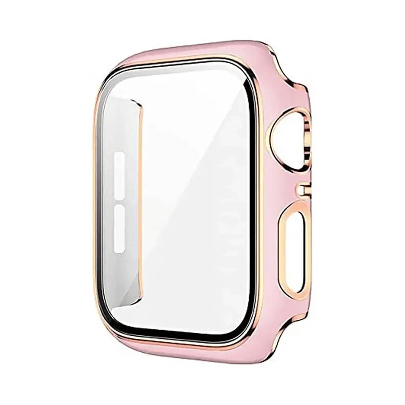 Cases & Covers for 45mm / Pink Bronze Gold Glossy Hard PC Built-in Glass Screen Protector Case for Apple Watch