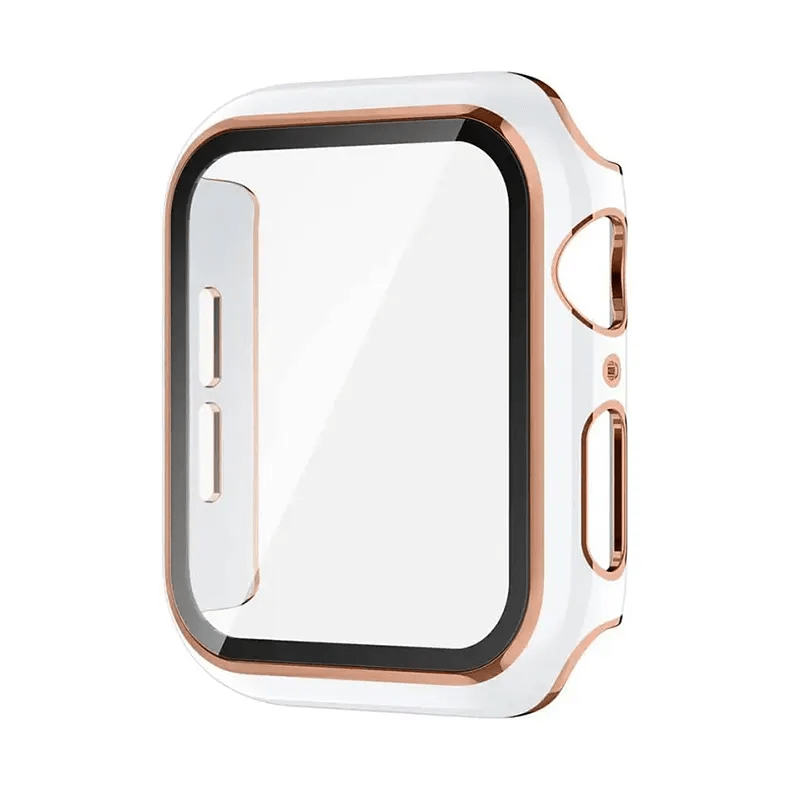 Cases & Covers for 45mm / White Bronze Gold Glossy Hard PC Built-in Glass Screen Protector Case for Apple Watch