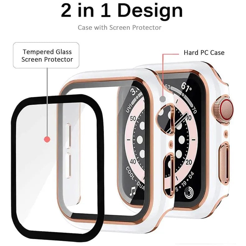 Cases & Covers for Glossy Hard PC Built-in Glass Screen Protector Case for Apple Watch