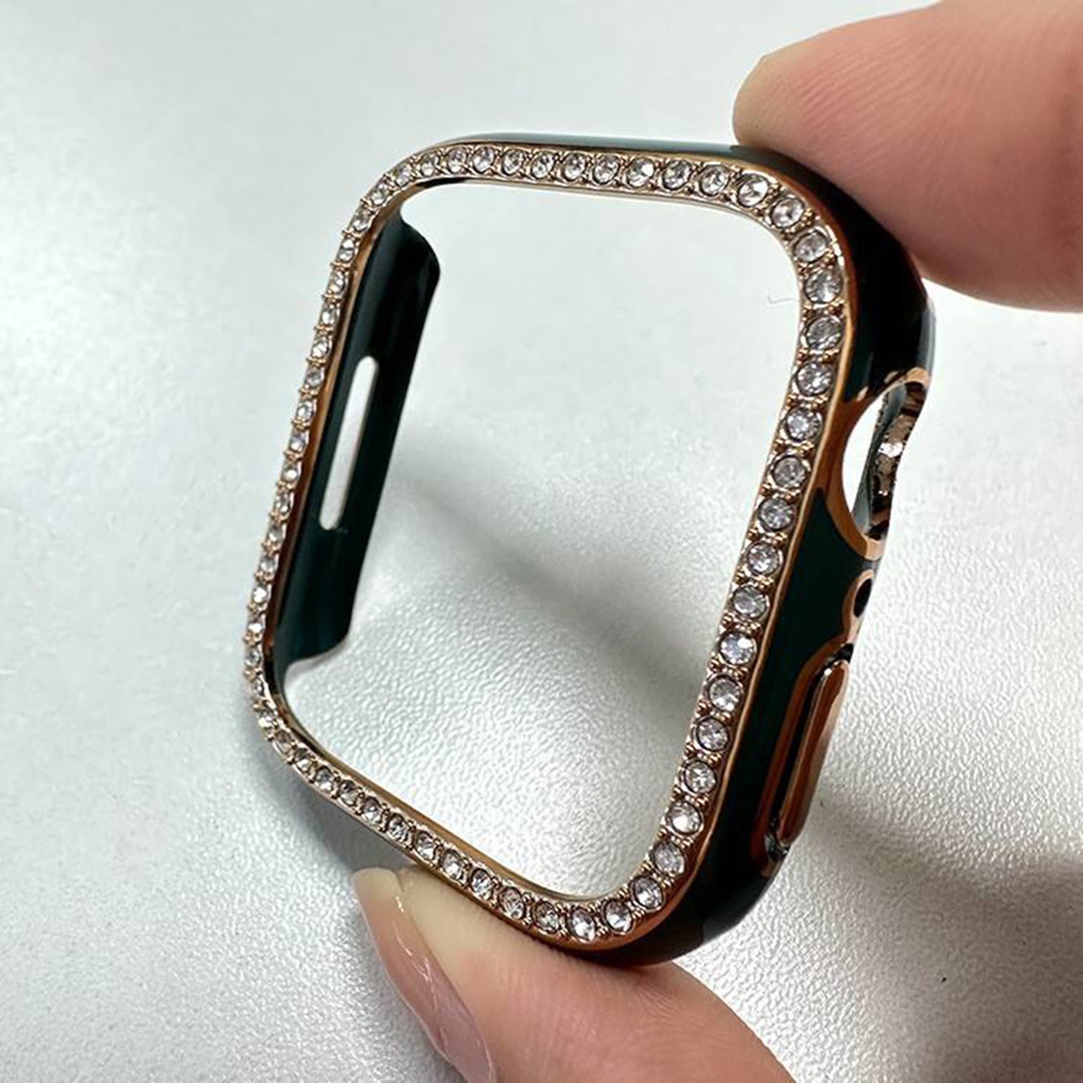 Cases & Covers Glossy Single Rhinestone Frame 360 Degree Hard Body Bumper for Apple Watch 45mm