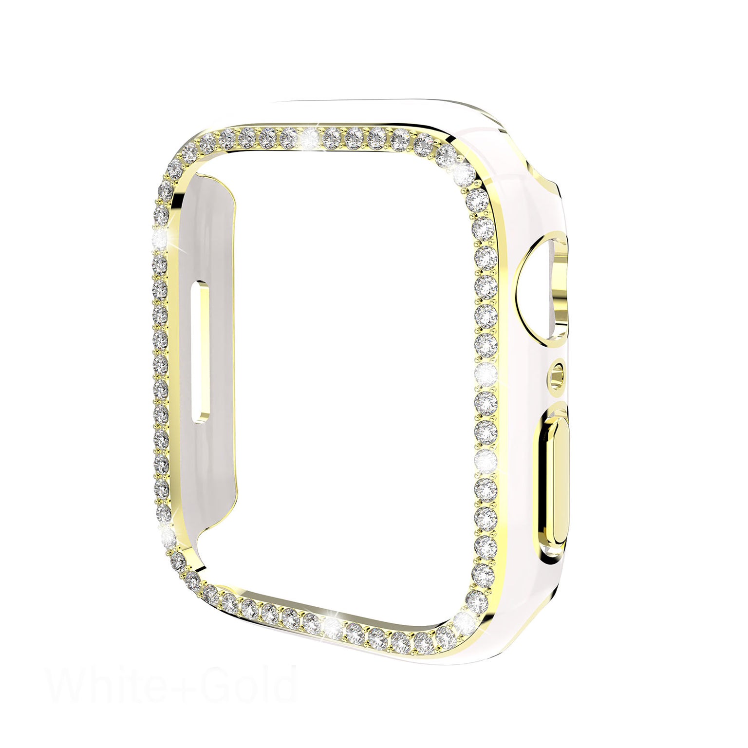 Cases & Covers Glossy Single Rhinestone Frame 360 Degree Hard Body Bumper for Apple Watch 45mm