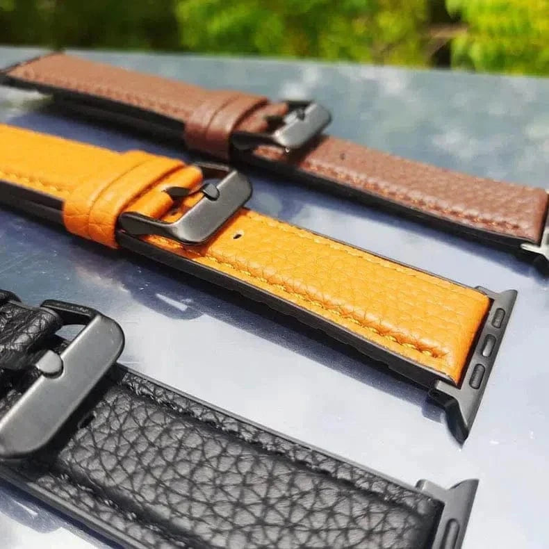 ktusu Generic Watch Bands Grainy Leather Texture Silicone Band for Apple Watch 42 | 44 | 45 | Ultra 49 | 46mm S10