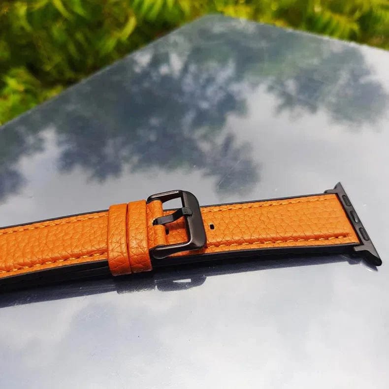 Straps & Bands for Grainy Leather Texture Silicone Rubber Sports Band for Apple Watch