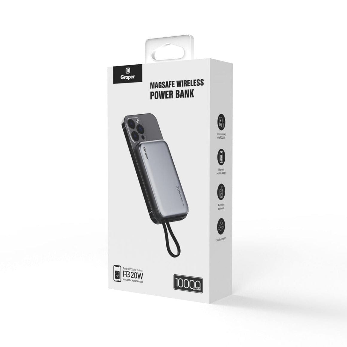 ktusu Graper Power Bank Graper 20W 10000mAh Wireless Power Bank | Fast Charging Type-C PD Portable Charger