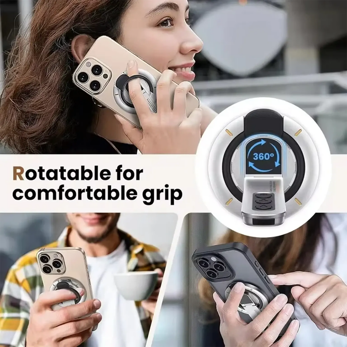 Graper 3-in-1 Multi Angle Adjustable MagSafe Magnetic Ring Grip for Magsafe Function Built in Cases