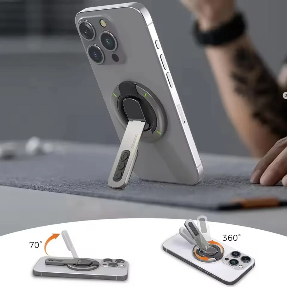 Graper 3-in-1 Multi Angle Adjustable MagSafe Magnetic Ring Grip for Magsafe Function Built in Cases