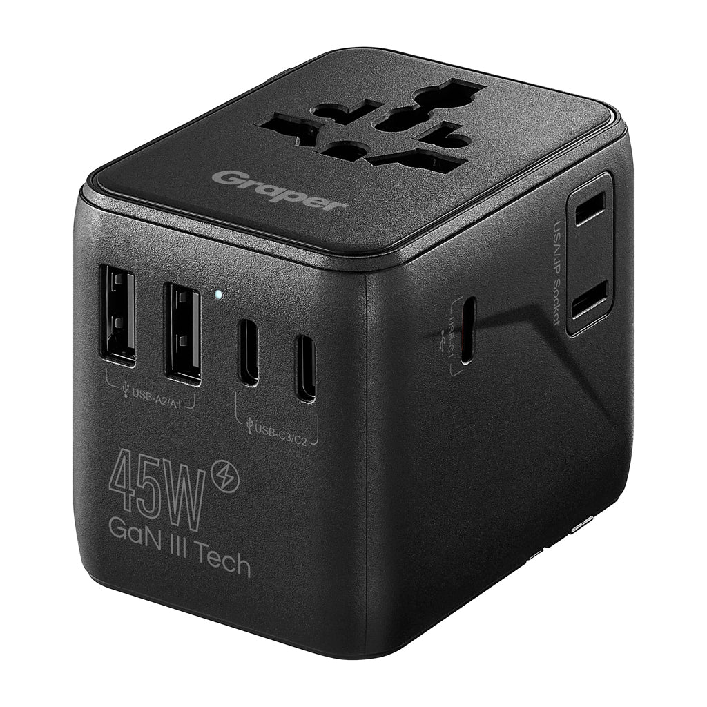 Graper 45W GaN 5 Port + 2 AC Travel Adapter GRCH002 KTSUF7OGA 8954284458595