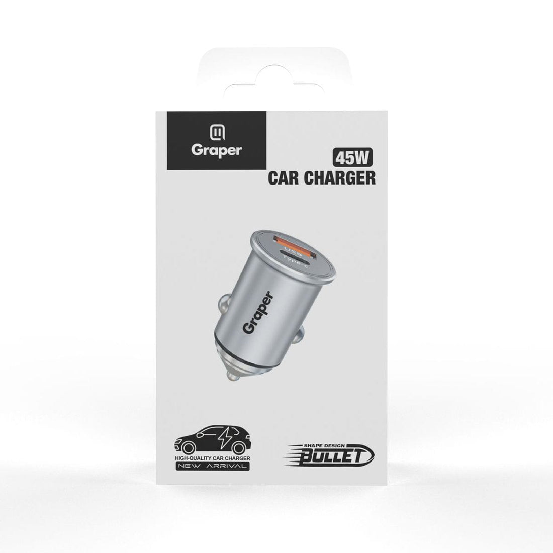 ktusu Generic Power Accessories Graper 45W PD Fast Car Charger Type-C + USB-A
