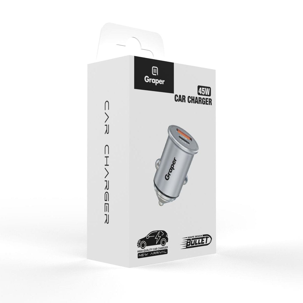 ktusu Generic Power Accessories Graper 45W PD Fast Car Charger Type-C + USB-A
