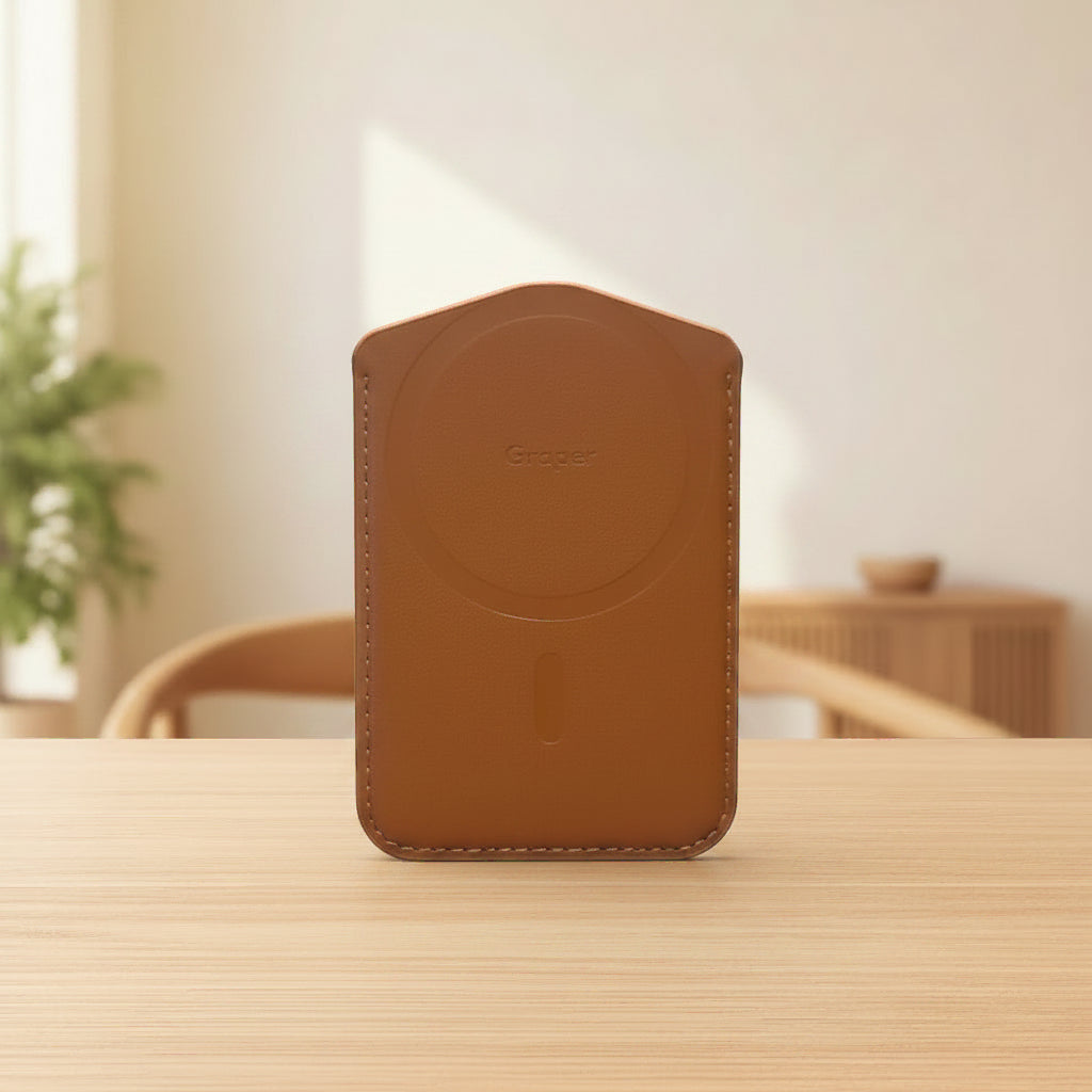 Graper Magnetic Card Holder Leather Pickup Bag Wallet for iPhone