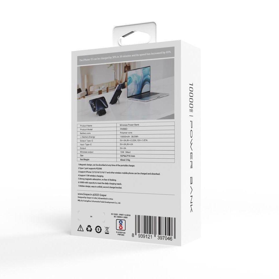 Power Accessories Graper PW136D 10000mAh Magnetic Power Bank