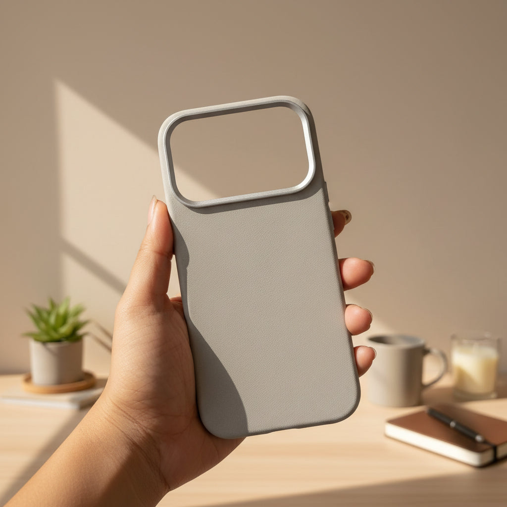 Sweat Leather Texture soft touch Metal Button Magsafe Case for iPhone 17 Pro Max