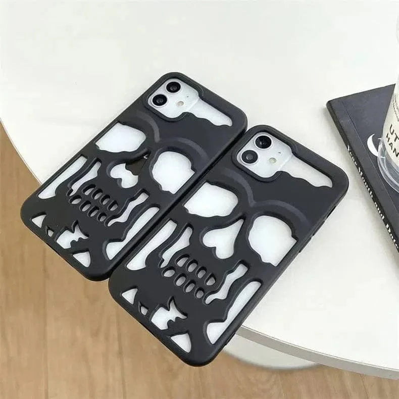 ktusu Generic Cases & Covers Hollow Skull Soft Case for iPhone 15 Plus Black