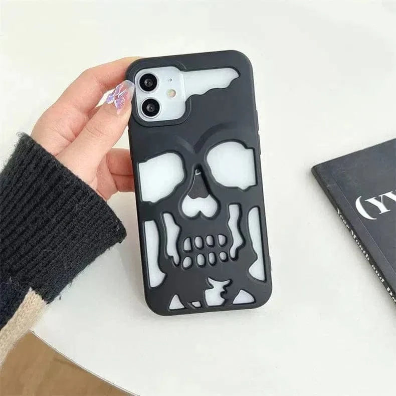 ktusu Generic Cases & Covers Hollow Skull Soft Case for iPhone 15 Plus Black