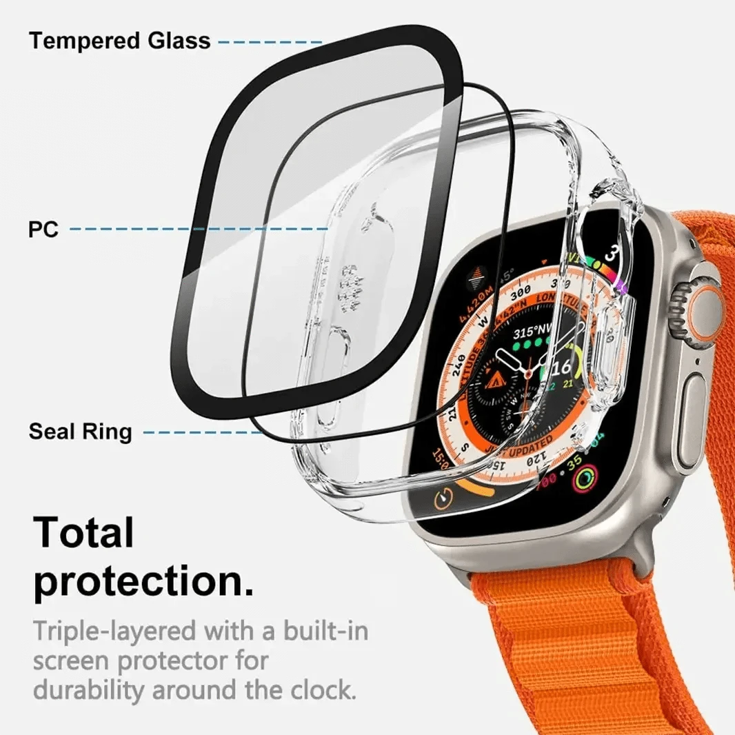 ktusu Generic Cases & Covers in-build Glass Matte Protective Case for Apple Watch Ultra 49mm Transparent