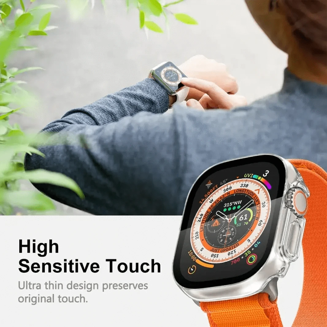 ktusu Generic Cases & Covers in-build Glass Matte Protective Case for Apple Watch Ultra 49mm Transparent