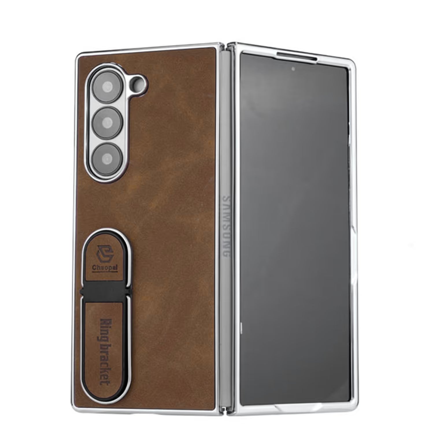 Cases & Covers Invisible Kickstand Leather Texture Phone Case for Samsung Z Fold7