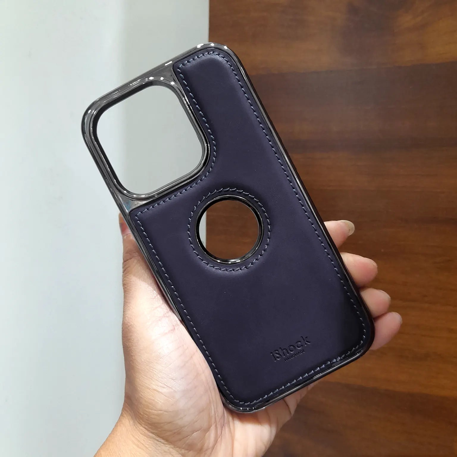 iShock PU Leather Electroplating Chrome Case for iPhone 14 Pro Max KTSUHY0CG 8955023853596
