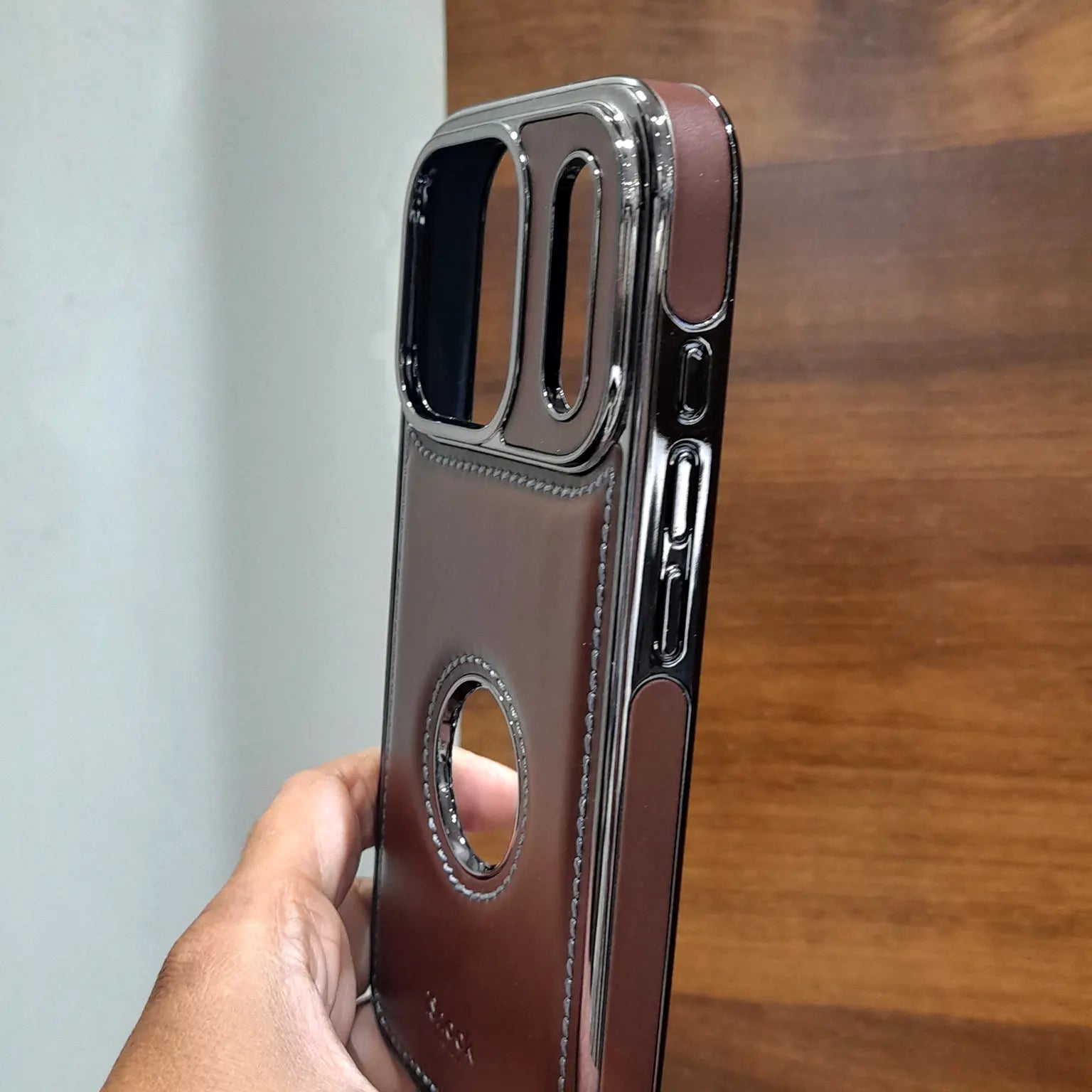 iShock PU Leather Electroplating Chrome Case for iPhone 17 Pro Max
