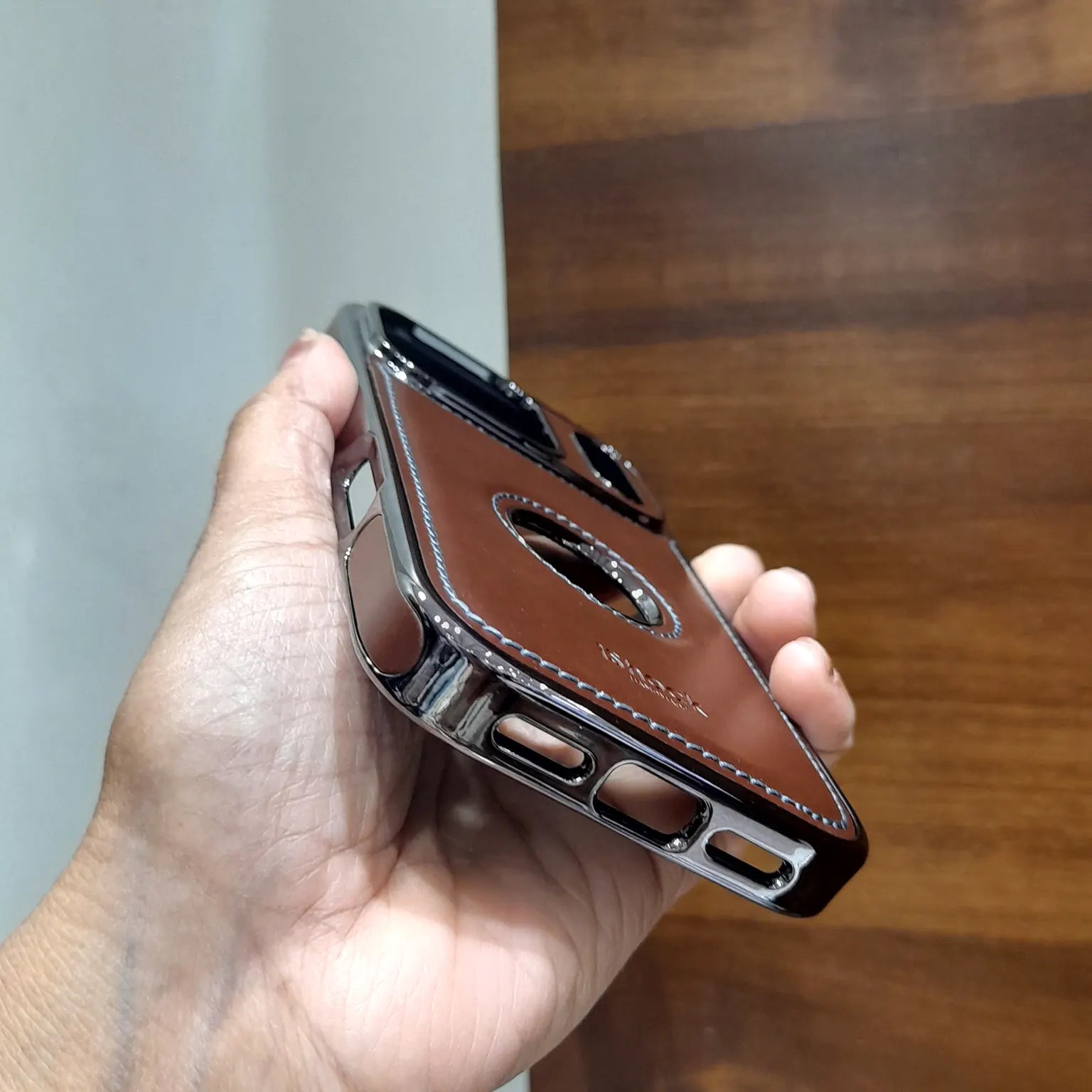 iShock PU Leather Electroplating Chrome Case for iPhone 17 Pro Max