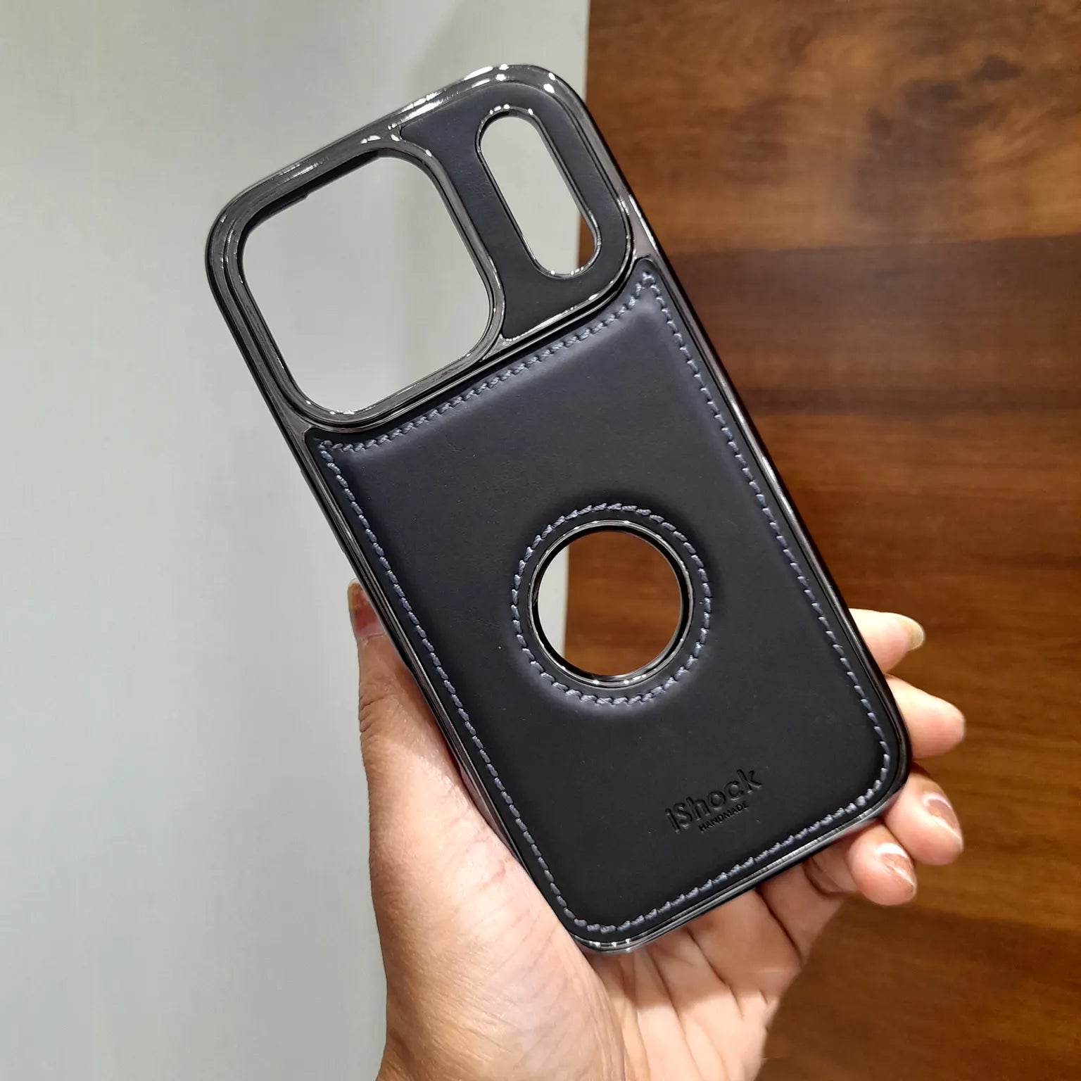 iShock PU Leather Electroplating Chrome Case for iPhone 17 Pro Max KTSU5KK5A 8945496293814