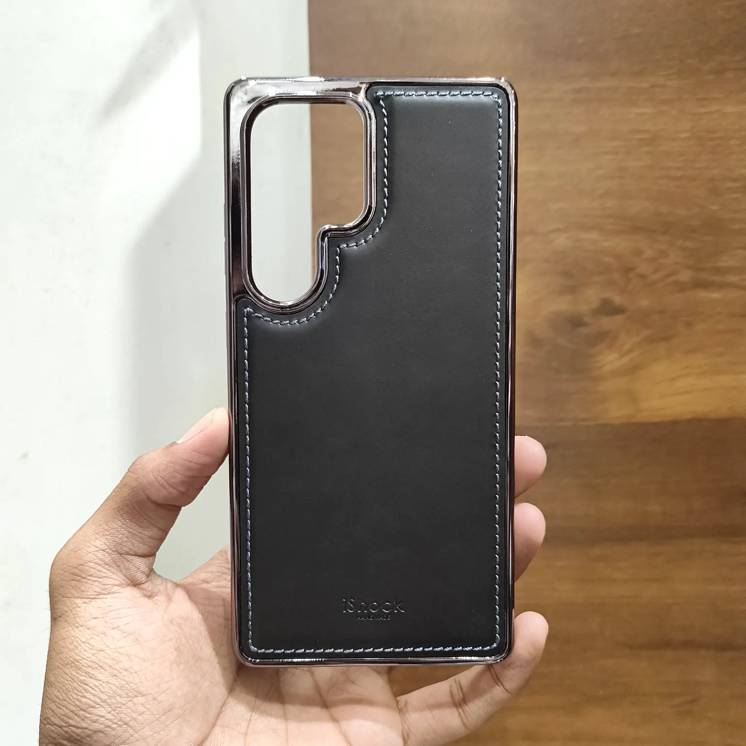 iShock PU Leather Electroplating Chrome Case for Samsung S25 Ultra Ktusu by A to Z Mobile Accessories