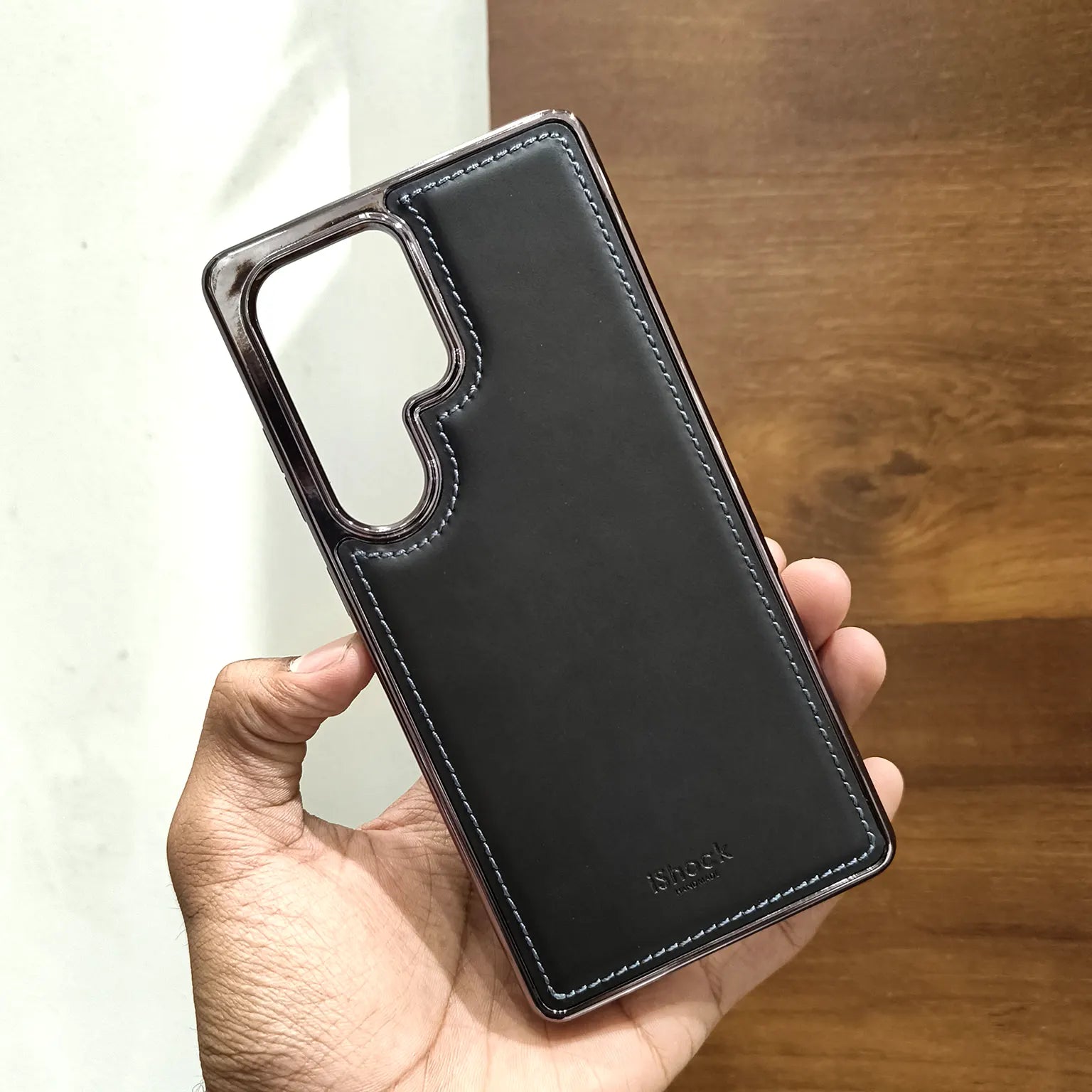 iShock PU Leather Electroplating Chrome Case for Samsung S25 Ultra Ktusu by A to Z Mobile Accessories KTSUNJBCN