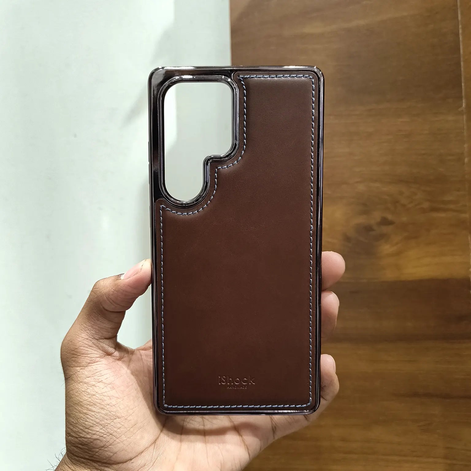 iShock PU Leather Electroplating Chrome Case for Samsung S25 Ultra Ktusu by A to Z Mobile Accessories KTSU04XCQ