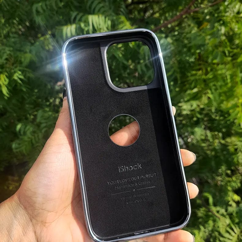 Ishock PU Leather Electroplating Chrome With Logo Cut Case for iPhone 11