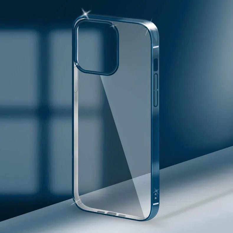 Cases & Covers for iPhone 14 Plus / Blue Ultra Thin Transparent Metallic Look Bumper Case for Apple iPhone