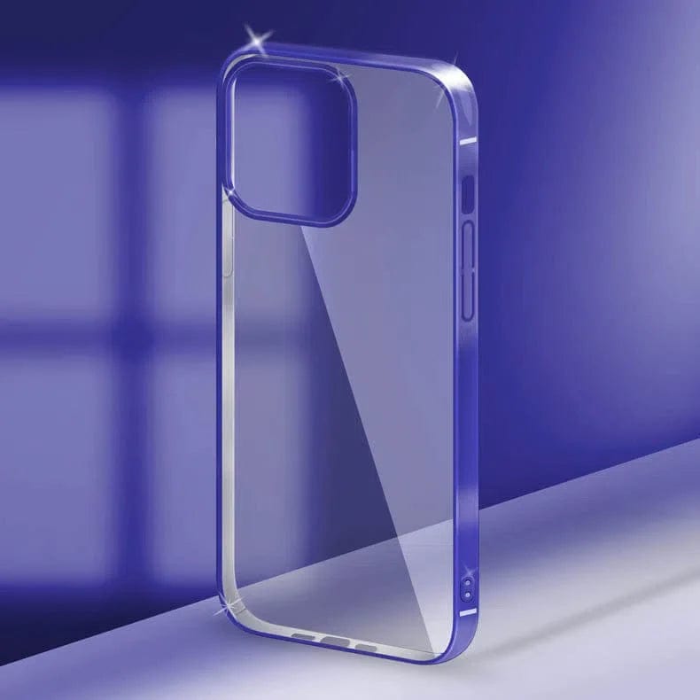 Cases & Covers for iPhone 14 / Purple Ultra Thin Transparent Metallic Look Bumper Case for Apple iPhone