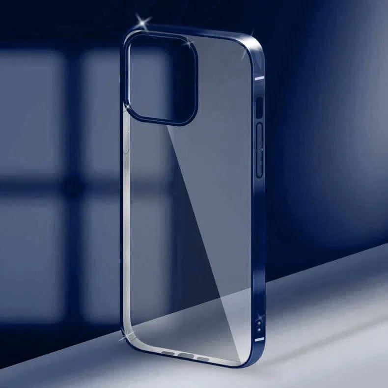 Cases & Covers for iPhone 15 Pro Max / Blue Ultra Thin Transparent Metallic Look Bumper Case for Apple iPhone