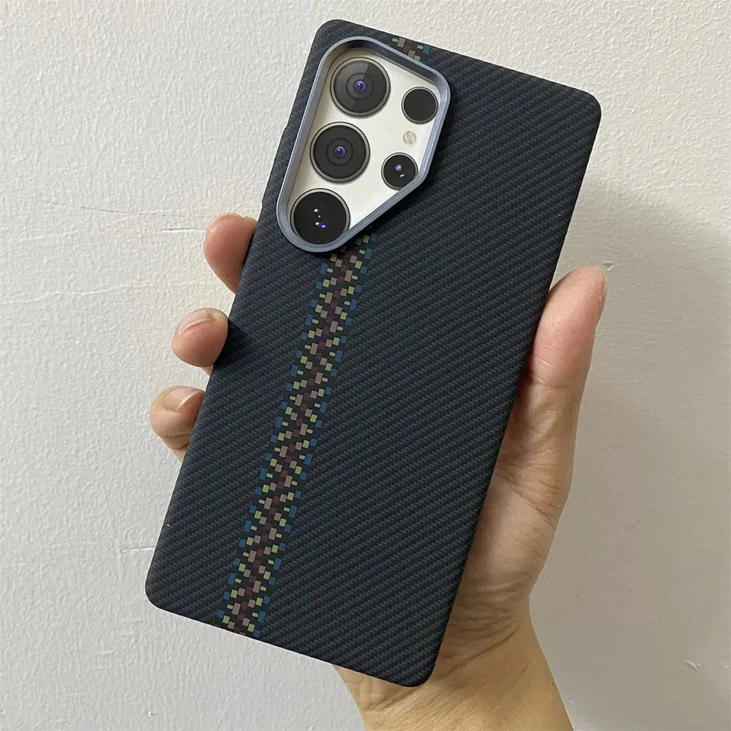 ktusu Generic Cases & Covers Kevlar Aramid Fiber Magnetic Magsafe Slim Case for Samsung S25 Ultra Abstract Carbon Fiber