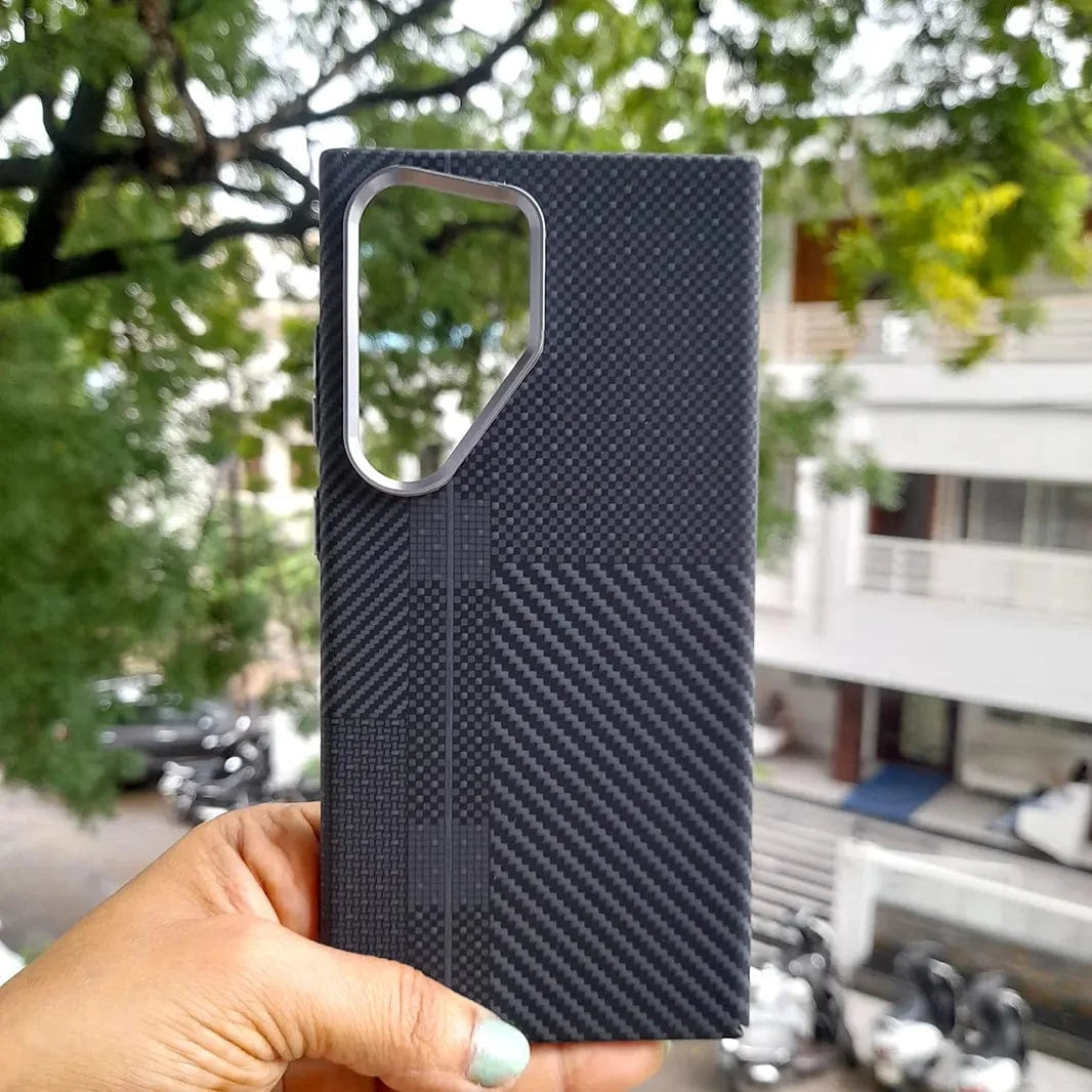 ktusu Generic Cases & Covers Kevlar Aramid Fiber Magnetic Magsafe Slim Case for Samsung S25 Ultra Abstract Carbon Fiber Black