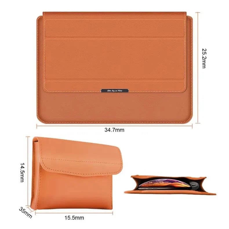 3-in-1 Foldable Multi-Function PU Leather Laptop Sleeve Bag - Ktusu