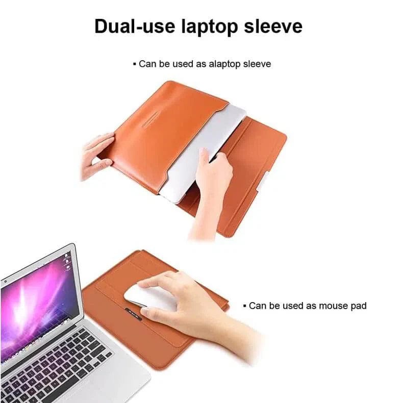 3-in-1 Foldable Multi-Function PU Leather Laptop Sleeve Bag - Ktusu